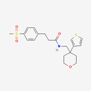 molecular formula C20H25NO4S2 B2799550 3-(4-Methylsulfonylphenyl)-N-[(4-thiophen-3-yloxan-4-yl)methyl]propanamide CAS No. 2415456-08-3