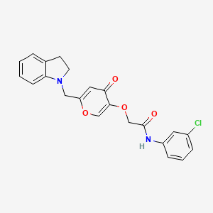 molecular formula C22H19ClN2O4 B2799553 N-(3-氯苯基)-2-((6-(吲哚啉-1-基甲基)-4-氧代-4H-吡喃-3-基)氧基)乙酰胺 CAS No. 898439-73-1