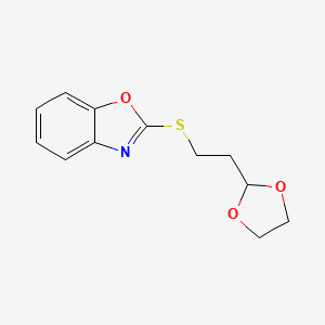 molecular formula C12H13NO3S B2799556 2-[2-(1,3-二氧杂环戊烷-2-基)乙基硫代基]-1,3-苯并噁唑 CAS No. 904552-62-1