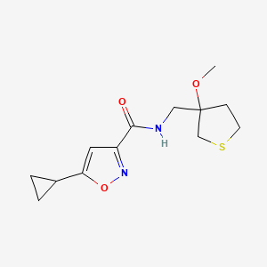 molecular formula C13H18N2O3S B2799557 5-环丙基-N-((3-甲氧基四氢噻吩-3-基)甲基)异噁唑-3-甲酰胺 CAS No. 1448056-51-6