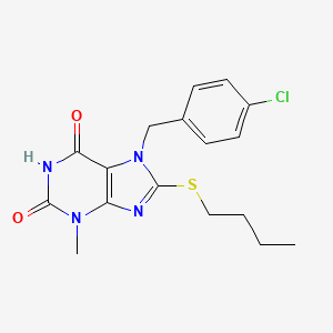 molecular formula C17H19ClN4O2S B2799560 8-(butylsulfanyl)-7-(4-chlorobenzyl)-3-methyl-3,7-dihydro-1H-purine-2,6-dione CAS No. 313470-80-3