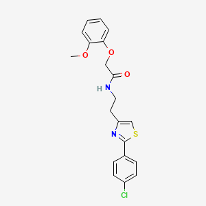 molecular formula C20H19ClN2O3S B2799564 N-[2-[2-(4-chlorophenyl)-1,3-thiazol-4-yl]ethyl]-2-(2-methoxyphenoxy)acetamide CAS No. 923131-33-3