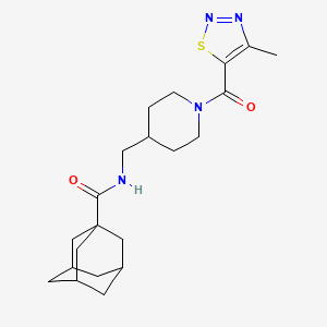 molecular formula C21H30N4O2S B2799569 (3r,5r,7r)-N-((1-(4-methyl-1,2,3-thiadiazole-5-carbonyl)piperidin-4-yl)methyl)adamantane-1-carboxamide CAS No. 1235009-33-2