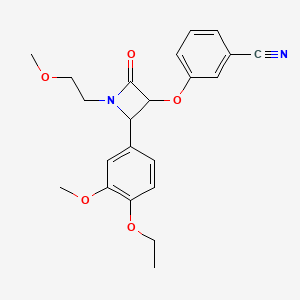 3-{[2-(4-Ethoxy-3-methoxyphenyl)-1-(2-methoxyethyl)-4-oxoazetidin-3-yl]oxy}benzonitrile