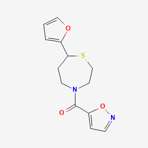 molecular formula C13H14N2O3S B2799575 (7-(Furan-2-yl)-1,4-thiazepan-4-yl)(isoxazol-5-yl)methanone CAS No. 1788681-29-7