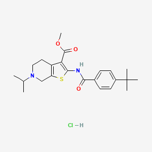 molecular formula C23H31ClN2O3S B2799584 Methyl 2-(4-(tert-butyl)benzamido)-6-isopropyl-4,5,6,7-tetrahydrothieno[2,3-c]pyridine-3-carboxylate hydrochloride CAS No. 1329857-24-0