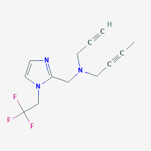 molecular formula C13H14F3N3 B2799592 N-丙-2-炔基-N-[[1-(2,2,2-三氟乙基)咪唑-2-基]甲基]丁-2-炔-1-胺 CAS No. 1436199-03-9