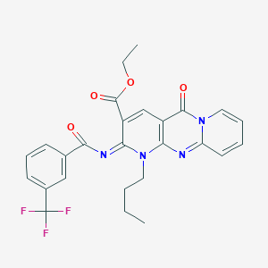 molecular formula C26H23F3N4O4 B2799608 (Z)-ethyl 1-butyl-5-oxo-2-((3-(trifluoromethyl)benzoyl)imino)-2,5-dihydro-1H-dipyrido[1,2-a:2',3'-d]pyrimidine-3-carboxylate CAS No. 442893-92-7