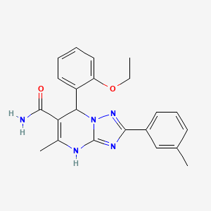 molecular formula C22H23N5O2 B2799610 7-(2-Ethoxyphenyl)-5-methyl-2-(m-tolyl)-4,7-dihydro-[1,2,4]triazolo[1,5-a]pyrimidine-6-carboxamide CAS No. 538317-52-1