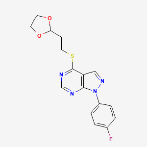 4-[2-(1,3-Dioxolan-2-yl)ethylsulfanyl]-1-(4-fluorophenyl)pyrazolo[3,4-d]pyrimidine