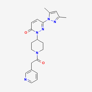 molecular formula C21H24N6O2 B2799613 6-(3,5-Dimethylpyrazol-1-yl)-2-[1-(2-pyridin-3-ylacetyl)piperidin-4-yl]pyridazin-3-one CAS No. 2379975-16-1