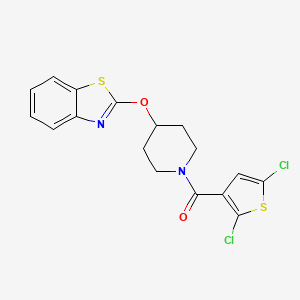 molecular formula C17H14Cl2N2O2S2 B2799616 (4-(Benzo[d]thiazol-2-yloxy)piperidin-1-yl)(2,5-dichlorothiophen-3-yl)methanone CAS No. 1327212-44-1