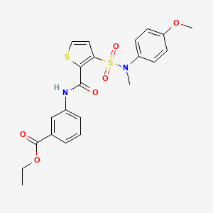 molecular formula C22H22N2O6S2 B2799618 Ethyl 3-[({3-[(4-methoxyphenyl)(methyl)sulfamoyl]thiophen-2-yl}carbonyl)amino]benzoate CAS No. 1251586-22-7