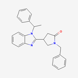 molecular formula C26H25N3O B2799621 1-benzyl-4-(1-(1-phenylethyl)-1H-benzo[d]imidazol-2-yl)pyrrolidin-2-one CAS No. 955484-56-7