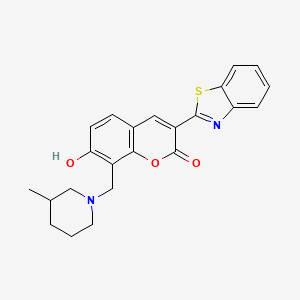 3-(1,3-benzothiazol-2-yl)-7-hydroxy-8-[(3-methylpiperidin-1-yl)methyl]-2H-chromen-2-one