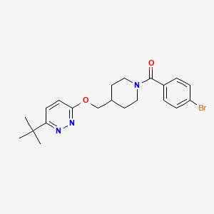 molecular formula C21H26BrN3O2 B2799659 (4-Bromophenyl)-[4-[(6-tert-butylpyridazin-3-yl)oxymethyl]piperidin-1-yl]methanone CAS No. 2320467-63-6