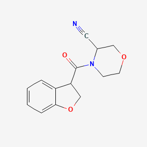 molecular formula C14H14N2O3 B2799662 4-(2,3-Dihydro-1-benzofuran-3-carbonyl)morpholine-3-carbonitrile CAS No. 1436069-07-6