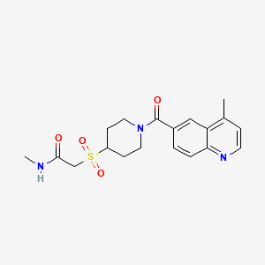 molecular formula C19H23N3O4S B2799663 N-methyl-2-((1-(4-methylquinoline-6-carbonyl)piperidin-4-yl)sulfonyl)acetamide CAS No. 1797302-65-8