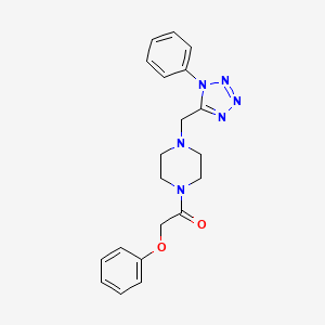 molecular formula C20H22N6O2 B2799664 2-phenoxy-1-(4-((1-phenyl-1H-tetrazol-5-yl)methyl)piperazin-1-yl)ethanone CAS No. 1021253-75-7
