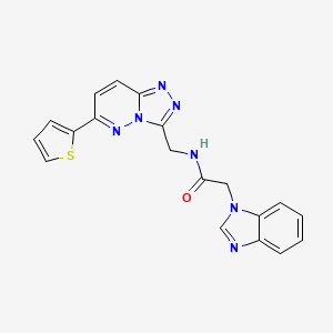 molecular formula C19H15N7OS B2799669 2-(1H-benzo[d]imidazol-1-yl)-N-((6-(thiophen-2-yl)-[1,2,4]triazolo[4,3-b]pyridazin-3-yl)methyl)acetamide CAS No. 1903604-55-6