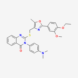3-(4-(dimethylamino)phenyl)-2-(((2-(4-ethoxy-3-methoxyphenyl)-5-methyloxazol-4-yl)methyl)thio)quinazolin-4(3H)-one