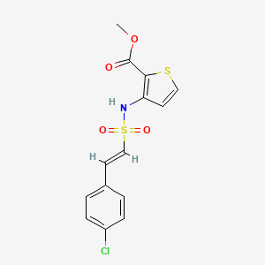 molecular formula C14H12ClNO4S2 B2799673 methyl 3-[[(E)-2-(4-chlorophenyl)ethenyl]sulfonylamino]thiophene-2-carboxylate CAS No. 1014849-20-7