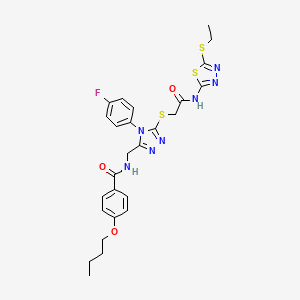 4-butoxy-N-((5-((2-((5-(ethylthio)-1,3,4-thiadiazol-2-yl)amino)-2-oxoethyl)thio)-4-(4-fluorophenyl)-4H-1,2,4-triazol-3-yl)methyl)benzamide