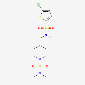molecular formula C12H20ClN3O4S3 B2799680 4-((5-chlorothiophene-2-sulfonamido)methyl)-N,N-dimethylpiperidine-1-sulfonamide CAS No. 2034458-20-1