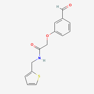 molecular formula C14H13NO3S B2799682 2-(3-formylphenoxy)-N-(thiophen-2-ylmethyl)acetamide CAS No. 790285-67-5