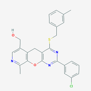 (2-(3-chlorophenyl)-9-methyl-4-((3-methylbenzyl)thio)-5H-pyrido[4',3':5,6]pyrano[2,3-d]pyrimidin-6-yl)methanol