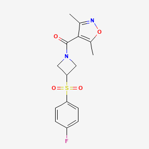(3,5-Dimethylisoxazol-4-yl)(3-((4-fluorophenyl)sulfonyl)azetidin-1-yl)methanone