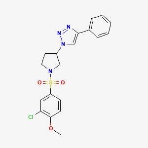 molecular formula C19H19ClN4O3S B2799717 1-(1-((3-chloro-4-methoxyphenyl)sulfonyl)pyrrolidin-3-yl)-4-phenyl-1H-1,2,3-triazole CAS No. 2034445-71-9