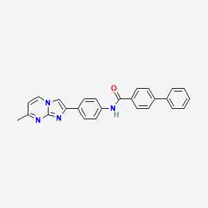 molecular formula C26H20N4O B2799718 N-[4-(7-甲基咪唑[1,2-a]嘧啶-2-基)苯基]联苯-4-甲酰胺 CAS No. 923677-65-0