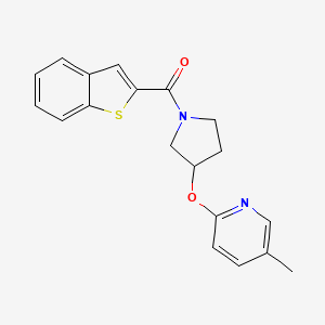 molecular formula C19H18N2O2S B2799723 Benzo[b]thiophen-2-yl(3-((5-methylpyridin-2-yl)oxy)pyrrolidin-1-yl)methanone CAS No. 1903418-12-1