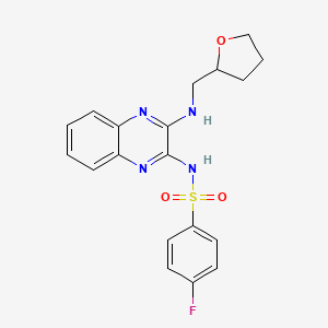 4-fluoro-N-[3-(oxolan-2-ylmethylamino)quinoxalin-2-yl]benzenesulfonamide