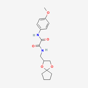molecular formula C17H22N2O5 B2799740 N1-(1,4-dioxaspiro[4.4]nonan-2-ylmethyl)-N2-(4-methoxyphenyl)oxalamide CAS No. 899734-21-5