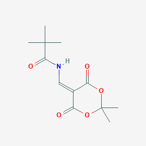 molecular formula C12H17NO5 B2799742 N-[(2,2-dimethyl-4,6-dioxo-1,3-dioxan-5-ylidene)methyl]-2,2-dimethylpropanamide CAS No. 175728-10-6