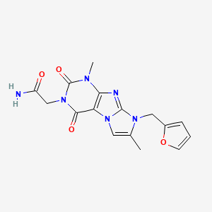 molecular formula C16H16N6O4 B2799744 2-[6-(呋喃-2-基甲基)-4,7-二甲基-1,3-二氧代-嘧啶并[7,8-a]咪唑-2-基]乙酰胺 CAS No. 887871-77-4