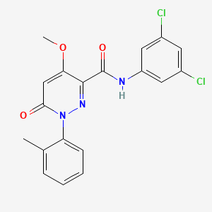 molecular formula C19H15Cl2N3O3 B2799745 N-(3,5-dichlorophenyl)-4-methoxy-1-(2-methylphenyl)-6-oxo-1,6-dihydropyridazine-3-carboxamide CAS No. 946255-65-8