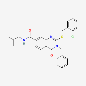 molecular formula C27H26ClN3O2S B2799746 3-benzyl-2-((2-chlorobenzyl)thio)-N-isobutyl-4-oxo-3,4-dihydroquinazoline-7-carboxamide CAS No. 1115313-67-1