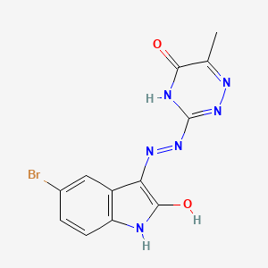 (E)-3-(2-(5-bromo-2-hydroxy-3H-indol-3-ylidene)hydrazinyl)-6-methyl-1,2,4-triazin-5(4H)-one