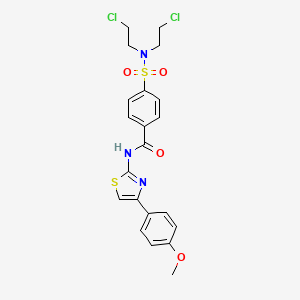molecular formula C21H21Cl2N3O4S2 B2799758 4-[bis(2-chloroethyl)sulfamoyl]-N-[4-(4-methoxyphenyl)-1,3-thiazol-2-yl]benzamide CAS No. 324541-07-3