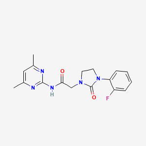 molecular formula C17H18FN5O2 B2799762 N-(4,6-dimethylpyrimidin-2-yl)-2-(3-(2-fluorophenyl)-2-oxoimidazolidin-1-yl)acetamide CAS No. 1323297-16-0