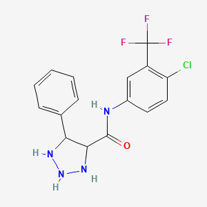 molecular formula C16H10ClF3N4O B2799766 N-[4-chloro-3-(trifluoromethyl)phenyl]-5-phenyltriazolidine-4-carboxamide CAS No. 1795193-07-5