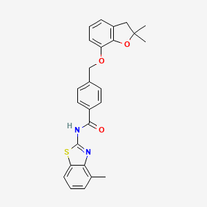 molecular formula C26H24N2O3S B2799767 4-(((2,2-dimethyl-2,3-dihydrobenzofuran-7-yl)oxy)methyl)-N-(4-methylbenzo[d]thiazol-2-yl)benzamide CAS No. 941899-61-2