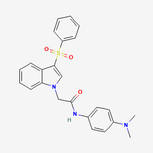 molecular formula C24H23N3O3S B2799780 N-(4-(二甲基氨基)苯基)-2-(3-(苯基磺酰基)-1H-吲哚-1-基)乙酰胺 CAS No. 941925-15-1