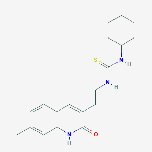 molecular formula C19H25N3OS B2799784 1-环己基-3-[2-(7-甲基-2-氧代-1H-喹啉-3-基)乙基]硫脲 CAS No. 887889-91-0