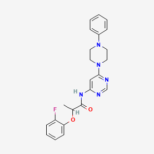 molecular formula C23H24FN5O2 B2799791 2-(2-fluorophenoxy)-N-(6-(4-phenylpiperazin-1-yl)pyrimidin-4-yl)propanamide CAS No. 1396870-39-5