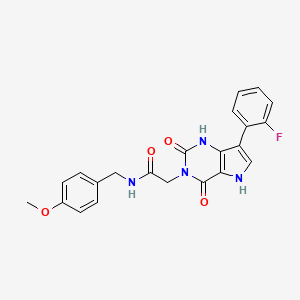 molecular formula C22H19FN4O4 B2799794 2-(7-(2-fluorophenyl)-2,4-dioxo-1H-pyrrolo[3,2-d]pyrimidin-3(2H,4H,5H)-yl)-N-(4-methoxybenzyl)acetamide CAS No. 1115514-86-7