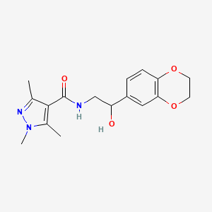 molecular formula C17H21N3O4 B2799795 N-(2-(2,3-dihydrobenzo[b][1,4]dioxin-6-yl)-2-hydroxyethyl)-1,3,5-trimethyl-1H-pyrazole-4-carboxamide CAS No. 2034605-50-8